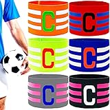 RUIJIE 6 Pezzi Fascia da Capitano Calcio Professionale Fascia da Capitano Calcio Elastico Regolabile Polsino Elastico Regolabile in Velcro Standard C per Bambini Adulti Sport Calcio e Rugby