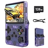 Febotak R36S - Console da gioco retrò portatile con schermo IPS da 3,5", 128 GB di memoria, oltre 40.000 giochi, basato su LINXU Open Source ARKOS, batteria da 3500 mAh (Viola)