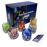 MAZZEGA ART & DESIGN - 6 Bicchieri da Acqua Classic in Vetro Soffiati e Lavorati a Mano con Murrine di Murano, linea “I Colori di Murano” 320 ml. Made in Italy (GIFT BOX, 6)