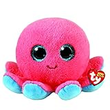 Ty - Beanie Boo's - Peluche Sheldon la Piovra, Pupazzo Polipo, Occhioni Glitter, 15 cm - TY36390, Rosa Corallo E Azzurro