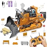 HERMORRYSS Bulldozer Telecomandato, 2.4GHz RC Bulldozer Giocattolo con Luci, Suoni Realistici e Vapore, Pala Bulldozers RC con Benna e Accessori, Regali Giocattolo per Bambino e Bambine di 3+ Anni