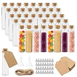 MXTIMWAN 40 Pezzi Vasetti Vetro Piccoli, 20ml Bottigliette di Vetro Piccole con Tappi, Set di Provette VetroMatrimoni, Boccette Vetros Bottigliette Decorative per Regalo Feste Decorazione Matrimoni