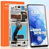 OLED Schermo per Samsung Galaxy S21 Ultra 5G LCD Display Digitizer Touch Schermo Assembly con Riparazione Kit, per SM-G998B SM-G998B/DS SM-G998U SM-G998W(Argento con Cornice)