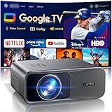 Proiettore 4K con Google TV & Netflix/Disney+, Dolby Audio, 1000 ANSI Smart Beamer 4K Autofocus Correzione trapezoidale, HDR10, controllo vocale, WiFi Bluetooth Full HD 1080P Home Cinema / Outdoor
