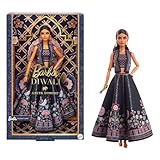 Barbie Signature - Diwali by Anita Dongre, bambola da collezione con look Midnight Bloom, lehenga disegnato per la festa delle luci e piedistallo, giocattolo da collezione, 6+ anni, HRM91