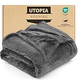Utopia Bedding Coperta Pile Blanket [150x200 cm, Grigio] Coperta Calda per Letto, Divano, Sedia e Divano - 300 GSM Morbida, Accogliente e Spessa per Tutte le Stagioni