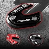 WOOGA Moto bici lato treppiede sedile cavalletto Extender piede supporto laterale estensione pedana Pad piastra bici modificato gamba Brace per Ho&nda Rebel CMX 250 CMX 300 CMX 500 2017-2024 (Nero)