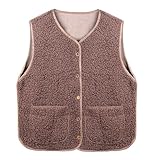 Risipu Gilet da donna Sherpa casual caldo peloso finto shearling gilet senza maniche in pile tasche Teddy Coat gilet per l'inverno, cachi, L