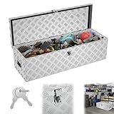 YRHome Cassetta degli attrezzi in alluminio, 80 l, in alluminio, per rimorchi auto, con sistema di bloccaggio, 2 chiavi, antiurto, impermeabile, argento 99 x 33 x 25,5 cm