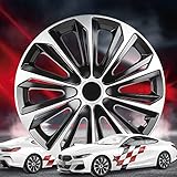 WALSER coprimozzi New Racer 16", Premio Molto Buono* set di quattro copricerchi universali cerchi, coperture del cerchione in look alluminio, copricerchi in look sportivo e moderno nero/argento