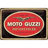 Nostalgic-Art Targa Vintage Moto Guzzi – Logo Motorcycles – Idea Regalo per Amanti di Moto, in Metallo, Design Retro per Decorazione, 20 x 30 cm