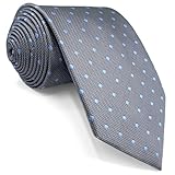 Shlax&Wing Nuovo Puntini Cravatta da uomo Grigio Blu Seta Attività commerciale Classic