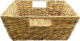 Jade Temple Cesto decorativo in giacinto d'acqua intrecciato 12 cm x 30 cm x 30 cm, ideale per riporre vari oggetti, con doppio manico, 1 cestino decorativo, marrone chiaro