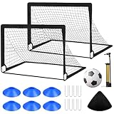 Set di 2 Porte da Calcio per Bambini e Adulti - Grandi, Pieghevoli Con Aste in Fibra di Vetro e Reti di Alta Qualità - Custodia per il Trasporto Inclusa