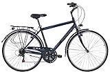 Legnano Forte dei Marmi L430, City Bike Uomo 28 pollici, Colore Nero Matt e Blu, Taglia 54