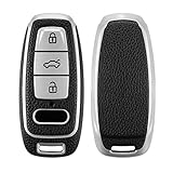 kwmobile Cover Coprichiave Compatibile con Audi A6 A7 A8 Q7 Q8 con 3 tasti Keyless - Foderina Chiave Auto Effetto Pelle - Bumper Antiurto e Protezione Tasti argento/nero