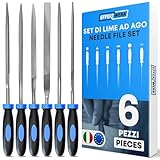 EffektWerk - Set di lime ad ago da 6 pezzi per legno, metallo, plastica e gioielli - 160x4 mm - Lime piccole rotonde, semitonde, quadrate, triangolari, piatte e a punta piatta