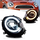 VLAND Fari Full LED per Mini Cooper R55 R56 R57 R58 R59 2007-2013, con luci diurne dinamiche e indicatori sequenziali, 1 set (lato conducente + passeggero)