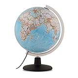 Tecnodidattica - Mappamondo NATGEO Classic | Cartografia Fisico-Politica ufficiale National Geographic Classic | Luminoso e girevole | Testi in Italiano | Diametro 30 cm