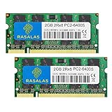 Rasalas 4GB (2X 2GB) PC2-6400 DDR2 800MHz Sodimm RAM 2RX8 PC2 6400S 1.8V CL6 Memoria per Kit Computer Portatile