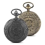 BAIFULAI Orologio da tasca vintage con catena, 2 pezzi, numeri arabi, al quarzo, con chiusura a cerniera, con catena e confezione regalo, Fob, orologio da polso per uomo, papà, nonno, compleanno