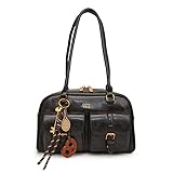 GSenhui Boston Borsa a Tracolla da Donna Vintage con Tasche Multiple e Arco per Viaggi e Lavoro