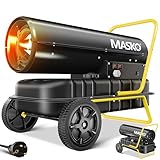 Masko® Cannone riscaldante 30kW Diesel Essiccatore per edifici Riscaldatore per edifici Generatore di Aria Calda Termoventilatore 34L Serbatoio con Termostato Riscaldatore Olio Flusso Nero/Giallo