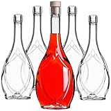 KADAX Bottiglie vuote di vetro 500 ml, 5 pezzi, bottiglie di liquore con tappo, bottiglie per liquore, vino e grappa, bottiglie decorative, bottiglie di vino in vetro
