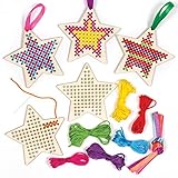 Kit Punto Croce in Legno a Tema Stella Baker Ross (Confezione da 5) Attività Creative Natalizie