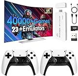 Console per videogiochi retrò, oltre 40.000 giochi e 23 emulatori, con doppio controller wireless 2.4G, Plug and Play 4K HD HDMI TV Game Stick bianco (128 GB)