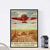Nacnic Manifesto d'annata. Poster vintage della propaganda di aviazione russa .. Taglia A3 con cornice