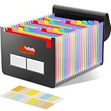 Diboniur Cartella Portadocumenti A4, Porta Documenti Espandibile 25 Tasche, Raccoglitore Documenti Fisarmonica Organizzatore per Faldoni Ufficio/Scuola/Casa (Nero)