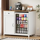 Credenza Cucina,Mobile Cucina con Presa di Corrente Porta USB,Mobiletto Portaoggetti per Mini Frigo,Buffet Moderno,Credenza Soggiorno con Cassetti e Armadi,Adatto per Hotel,Casa,Ufficio, 95x53.6x99cm