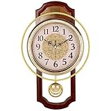 Orologio da parete a pendolo anticato, movimento silenzioso senza ticchettio, stile classico retrò con telaio in plastica e vetro ABS