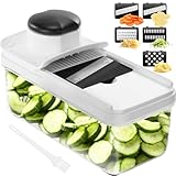 Mandolina per Verdure, Affetta Taglia Verdure Manuale, Mandolina Affettatrice Professionale, con 5 Lame Intercambiabili per Cipolla Cetriolo Zucchine Carote