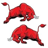 QULIN Adesivo Auto Bull Rosso 17,4 x 10 cm, Vinile di Alta Qualità, Resistente ai Graffi, Impermeabile, Resistente allo Sbiadimento