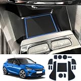 Coleya Tappetini Antiscivolo Compatibile con Opel Corsa F 2020-2024 (Freno Manuale), Opel Corsa F Tappetini in Gomma per Console Centrale, Portabicchieri, Cuciture Porta, Braccioli (Blu)