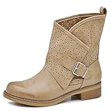 IF Fashion Scarpe da Donna Stivali Stivaletti alla Caviglia Biker Fibbie Anfibi Primaverili Estivi 630 Beige N.37
