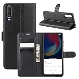 Fertuo Cover Wiko View 4 / View 4 Lite, Custodia Portafoglio Cover a Libro in Pelle Flip Case con Silicone Bumper, Fibbia Magnetica, Porta Carte, Kickstand, per Wiko View 4, Nero