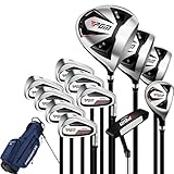 PGM Set di mazze da golf da uomo con 12 mazze da golf, 4 legni (#1, 3, 5, 4H), 6 ferri (#5, 6, 7, 8, 9, PW, SW) e 1 putter - sacca da golf