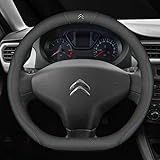 OSWINT Coprivolante in Pelle per Citroen C3 2009-2013 - Copertura Volante Auto, Accessori Interni per Cassa dello Sterzo