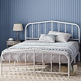 Zinus Heidi Letto 140x190 cm - Struttura letto 31cm di altezza con contenitore sotto il letto - Struttura letto a piattaforma in metallo con testiera e pediera - Bianco