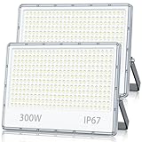 TOPAUBUB Faretto LED da Esterno 300W, Fari a LED da Esterno 30000LM 6500K Bianco Freddo Impermeabile IP67 per Faro Giardino(2 Pezzi)