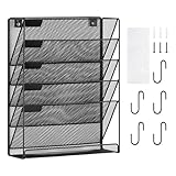 VEVOR Portacartelle da Muro 320 x 105 x 405 mm Portariviste da Muro con 6 Scomparti, Cartella Porta Riviste, Documenti Cartacei Postali, Espositore da Parete, Portadocumenti per Ufficio Scuola, Nero