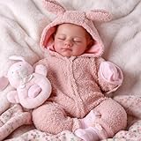 BABESIDE Bambole Reborn-Baby da 20 Pollici Realistiche con Corpo Intero in Tessuto Bambine Realistiche Appena nate che Dormono Economiche Con Adorabile Vestito da Coniglietto di Peluche e Occhi Chiusi