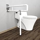 Tubiaz Maniglia di supporto da parete per WC, maniglia pieghevole per doccia, supporto per WC, maniglia di sicurezza antiscivolo, per anziani, disabili, fino a 200 kg, colore bianco