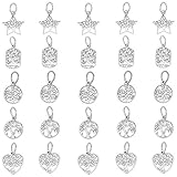 PH PandaHall 25pz Ciondoli Albero della Vita Argento 5 Stili Ciondoli Piccolo Albero a Forma di Cuore Stella Tondo per Bomboniere Battesimo Matrimonio Confezione Regalo Gioielli Fai Da Te