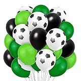 Palloncini Calcio, 40 Pezzi 12 Pollici Palloncini in Lattice, Palloncino Verde Nero Bianco, Decorazioni per Feste a Tema Calcio per Ragazzo Bambini Compleanno Anniversario Feste