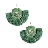 YEJIANGHUA Orecchini Pendenti con Nappe Intrecciate Etnico Boho Pelle Soutache Gioielli di Moda Fatti a Mano Adatti for Le Donne Regalo con Orecchini Pendenti a Colori Natural (Color : Green)