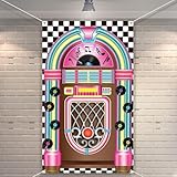 Striscione personalizzato anni 50 a tema Rock 'n Roll - Decorazioni per feste di compleanno, battesimi, forniture per feste | Semplice da montare, perfetto per foto